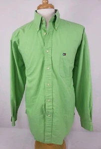 Vintage Tommy Hilfiger grünes Button-Down-Hemd mit Doppelknöpfen für Herren Größe XL – GEBRAUCHT, IN EINWANDFREIEM ZUSTAND - Bild 1 von 7