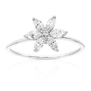 3/5 cttw Lab Grown Diamond Engagement Ring .925 Sterling Silver Marquise and - Picture 1 of 6
