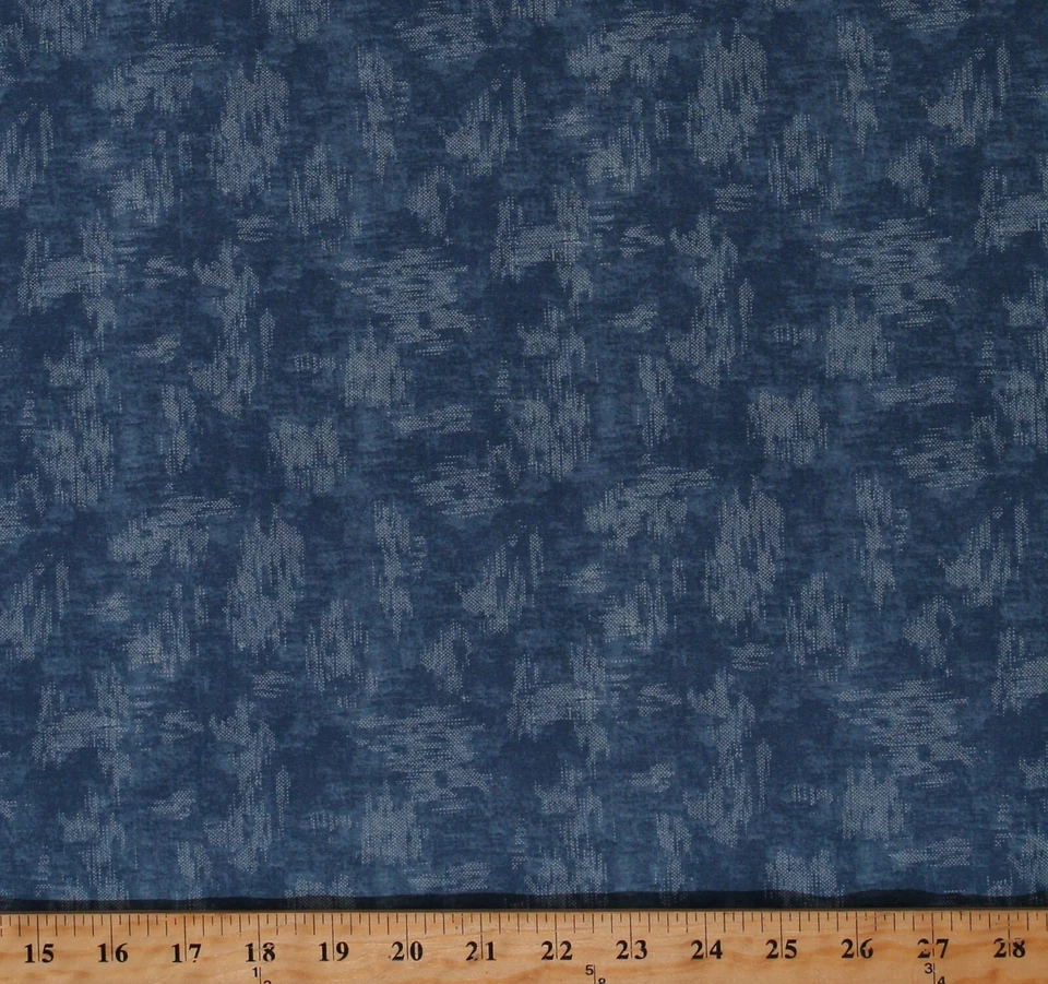Estampado de tela de algodón lavado desteñido de medianoche con aspecto de mezclilla de algodón por yarda (D756.19) Foto 1 de 1