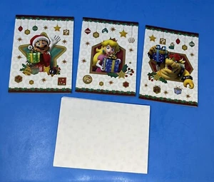 Juego de 3 tarjetas navideñas Super Mario Peach Bowser Navidad My Nintendo recompensa NUEVO - Imagen 1 de 6