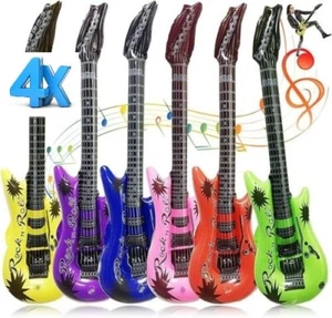 4 x Aufblasbare Luftgitarren Bunt 90cm Luft Gitarre Wasser Spaß Kinder 8 Farben - Bild 1 von 4