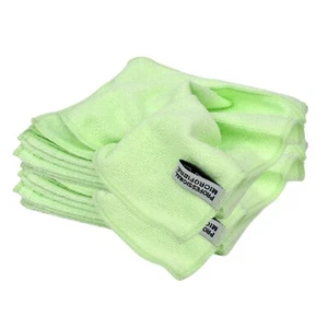 Pack of 10 Green Microfibre Cloths 40x40cm Lint-Free Car Home Dish Cleaning - Picture 1 of 7