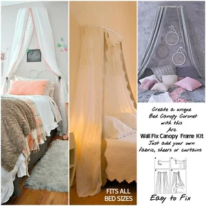 Kit Coronetta Corona Tettoia Letto Arco Curvo Struttura Parete per TUTTI i Letti Adulti, Bambini - Foto 1 di 11