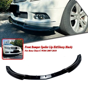 Alerón de parachoques delantero divisor de labios para Benz Clase C W204 2007-10 negro brillante - Imagen 1 de 10