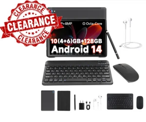Anmesc 10.1"Android 14 Tablets HD Touchscreen Octa-Core 10+128GB ROM Dual Camera - Picture 1 of 8