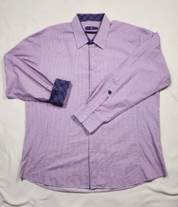 Stone Rose Hemd Herren L lila kariert Kontrast Bündchen Modern Fit Baumwollmischung - Bild 1 von 14