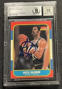 ARTIS GILMORE SIGNED 1986 FLEER SPURS CARD #37 BECKETT AUTO GRADE 10 BAS 749 - Picture 1 of 2