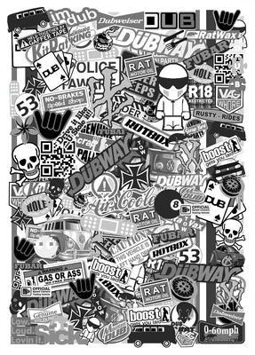 STICKER LICKER A4 Size EURO Style BLACK & WHITE Vinyl Sticker Bomb Sheet JDM Drift Made In UK