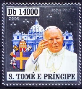 Sao Tome 2006 MNH Odd Srebrna folia, Papież Jan Paweł II, Religia, Tłoczona Niezwykła