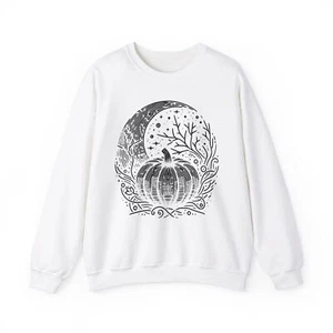 Pumpkin Moon Starry Night Sweater, Halloween Sweatshirt, Fall Season Jumper - Picture 1 of 4