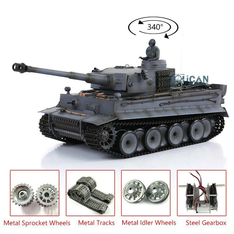 7.0 1/16 Scale Henglong Gray Upgraded Metal German Tiger I RTR RC Tank 3818  - Image 1 of 4