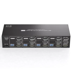 8K60Hz 2 Displayport+HDMI KVM-Switch 4 PC 3 Monitore USB 3.0 Triple Moni - Bild 1 von 3
