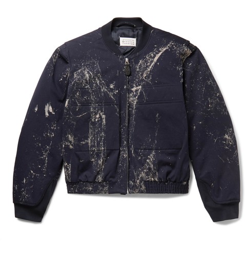 Bomber Maison Margiela in twill di cotone verniciato e spruzzato nuovo con etichetta $1870 IT48 M