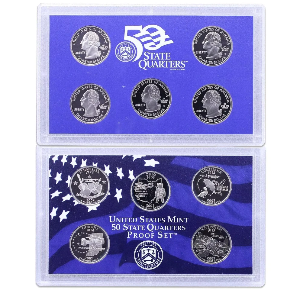 2002 S Proof State Quarter Set No Box or COA -5 Coins T139 - Image 1 of 1