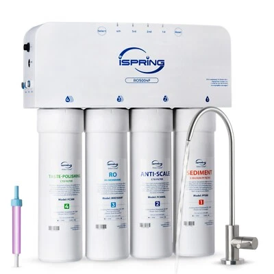 iSpring RO5004F Reverse Osmosis Water Filter with UV, Under Sink, 500 GPD RO - Image 1 of 4