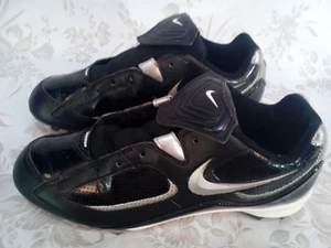 Nike Slasher Baseball Cleats Men's US Size 8.5 Black Silver White FREE SHIPPING - Picture 1 of 12