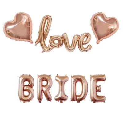 Bride Love Foil Balloons Rose Gold Bridal Shower Decorations Balloon Wedding Hen - Image 1 of 4