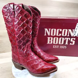 Nocona Piricuaco Print Cowboy Western Boots Womens 8 B Red Fish Snip Toe - Picture 1 of 11