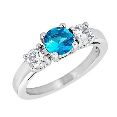 Womens December Birthstone Ring Blue Cubic Zirconia Stainless Steel Sizes 3-10 - Image 1 of 4