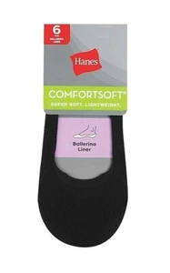 Hanes Damen leichte bequeme weiche Ballerina Linersocken 6 Paar VERLÄNGERT 8-12 - Bild 1 von 2