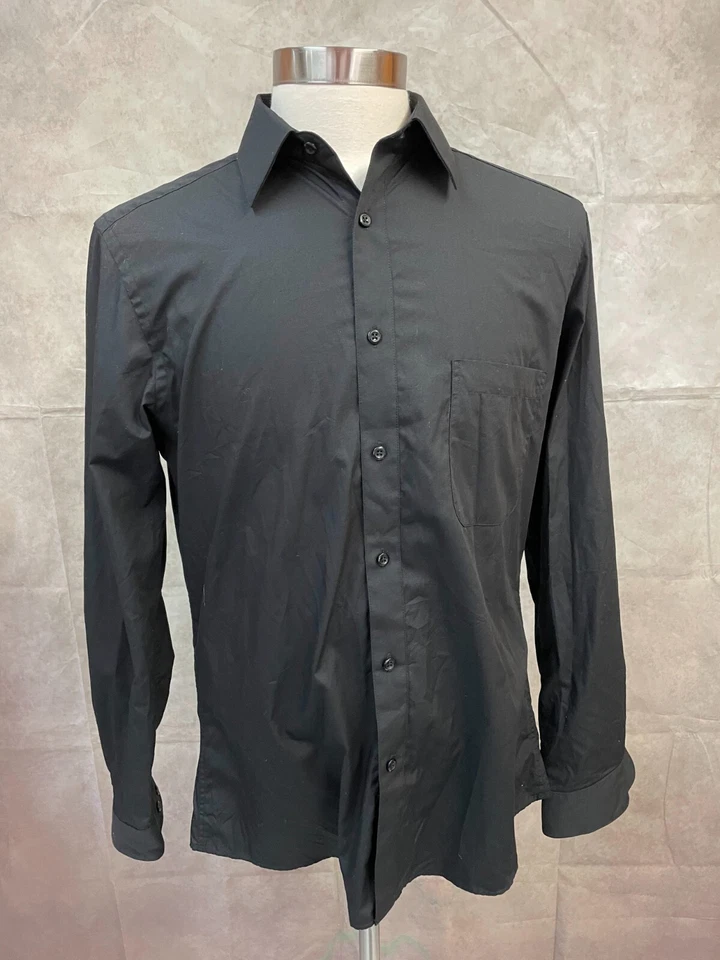 Marquis Signature Slim Fit Men's Black Shirt Size 16-16.5 - Image 1 of 4