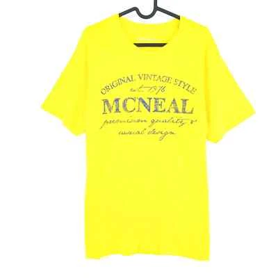 MCNEAL Hombre Amarillo Estampado Gráfico Cuello Redondo CAMISETA TALLA S - Imagen 1 de 4