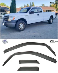 In-Channel Window Visors Side Deflectors For 04-14 Ford F-150 Extended Cab - Picture 1 of 12