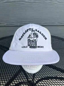 Vtg 90s KT's Hayloft Saloon LOLO MT. Casino Hat Cap Trucker Mesh White Flaw - Picture 1 of 10
