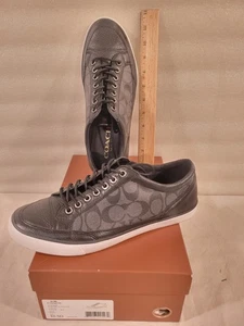Zapatillas deportivas Coach FG1078 Porter Lo Top negras para hombre talla 10D cuero con cordones - Imagen 1 de 6