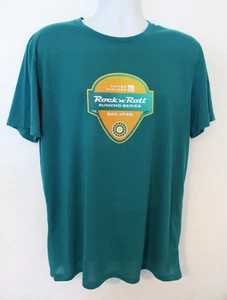 Brooks Distance Graphic Tee Men's XL Teal Rock-n-Roll San Jose Shirt NWT - Picture 1 of 3