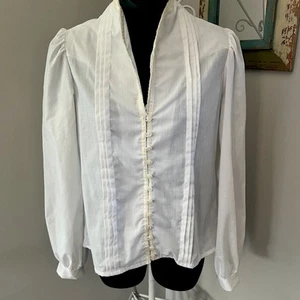 Gunne Sax Scott Jessica McClintock Satin Pearl Victorian Vtg Blouse Top Boho - Picture 1 of 12