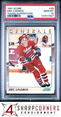 1991 SCORE YOUNG SUPERSTARS #30 ERIC LINDROS HOF PSA 10 - Image 1 of 2