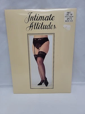 Intimate Attitudes Lace Top Sheer Stocking- White- (Queen) Shirley of Hollywood - Image 1 of 4