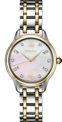Seiko Diamonds SS TT Quartz Mother of Pearl Dial Women's Watch SRZ540 - Image 1 of 4