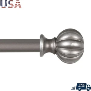 Adjustable Decorative Curtain Rod 5/8 Inch Telescoping Ball Finials Hardware Set - Picture 1 of 12