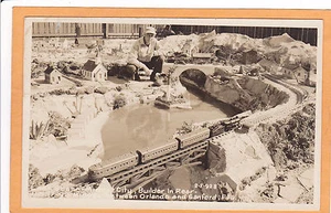 Real Photo Postcard RPPC - Midget City Florida Toy Train Miniature City Builder - Picture 1 of 2