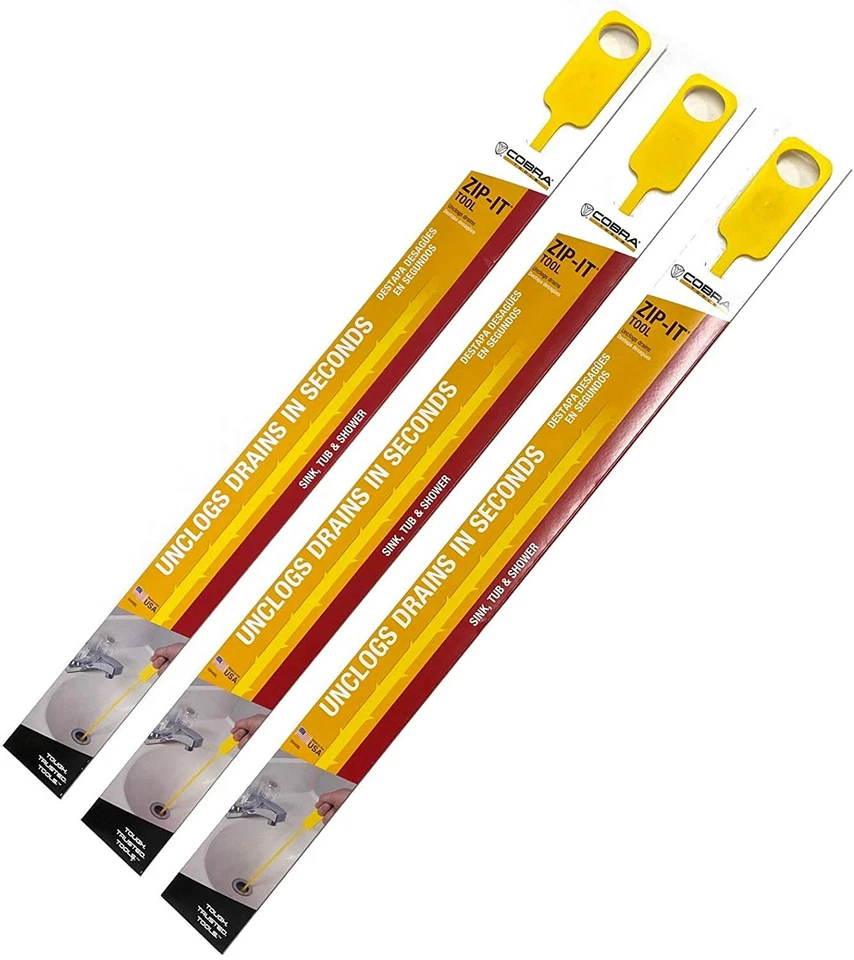 3 Pack Drain Unclogger Cleaner DIY & Professional by Cobra Products - Image 1 of 1