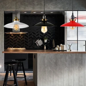 Industrial Saucer Shade Ceiling Light Fixtures Metal Bar Restaurant Chandelier - Picture 1 of 23