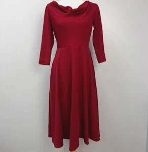 Danny and Nicole Red Cowl Neck Fit and Flare Dress Women's Size 4 - Picture 1 of 10