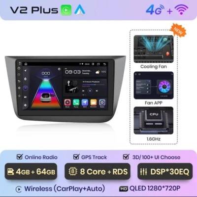 Autoradio Para Seat Altea 2004-2015 4G+64GB 4G+WIFI 8Core CarPlay Inalámbrico BT - Imagen 1 de 4
