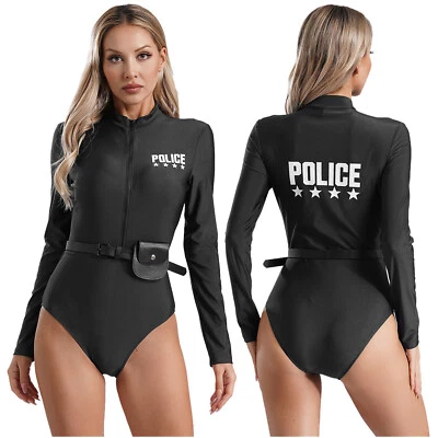 Women Outfits Cosplay Uniform Dirty Cop Police Costume Masquerade Bodysuit Set - Image 1 of 3