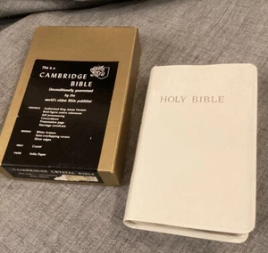 Cambridge Biblia Concordancia KJV Matrimonio Certificado Cristal Blanco Ariston En Caja Nuevo de Lote Antiguo - Imagen 1 de 10