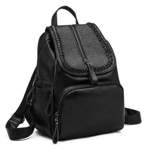 Lady Backpack Handbag Soft PU Leather Shoulder School Retro QR Bag - Picture 1 of 13