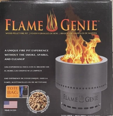 Quemador de pellets de madera Flame Genie FG-16 fogata, camping, patio patio trasero portátil Foto 1 de 4