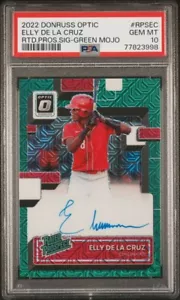 2022 Optic Rated Prospect Elly De La Cruz Green Mojo Auto 18/20 PSA 10 Reds - Picture 1 of 2