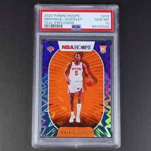 2020 Hoops Immanuel Quickley #249 PSA 10 Teal Explosion New York Knicks Rookie - Picture 1 of 2