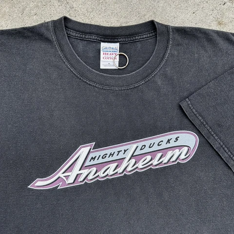 VTG Anaheim Mighty Ducks T Shirt Promo Center Spellout Y2K 2000s  Faded Black XL Cover