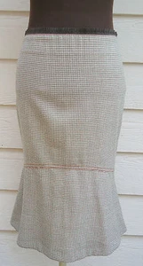 NEW $535 Gianfranco Ferre Skirt 40 4 2 Houndstooth Wool Mermaid Brown Cream - Picture 1 of 7