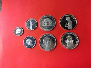 7 silver coins: 4 coins USA - 2 coins GERMANY -1 coin ISRAEL weight total 74.4gr - Picture 1 of 2
