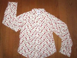 "Genuine Girl" Snap down long sleeve western style blouse with flower design gir - Picture 1 of 3